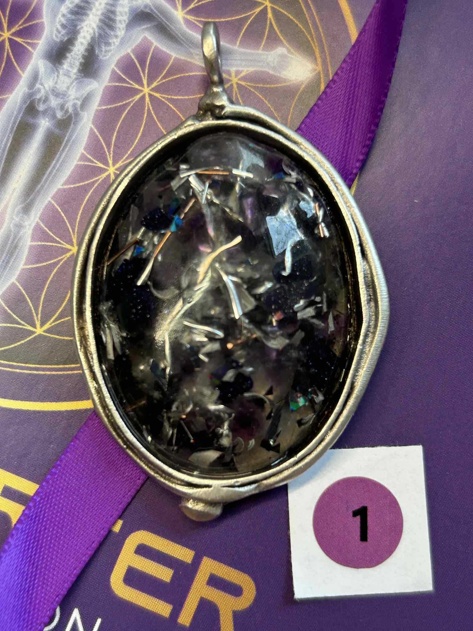 Antique Silver Plated Brass Pendant - 1