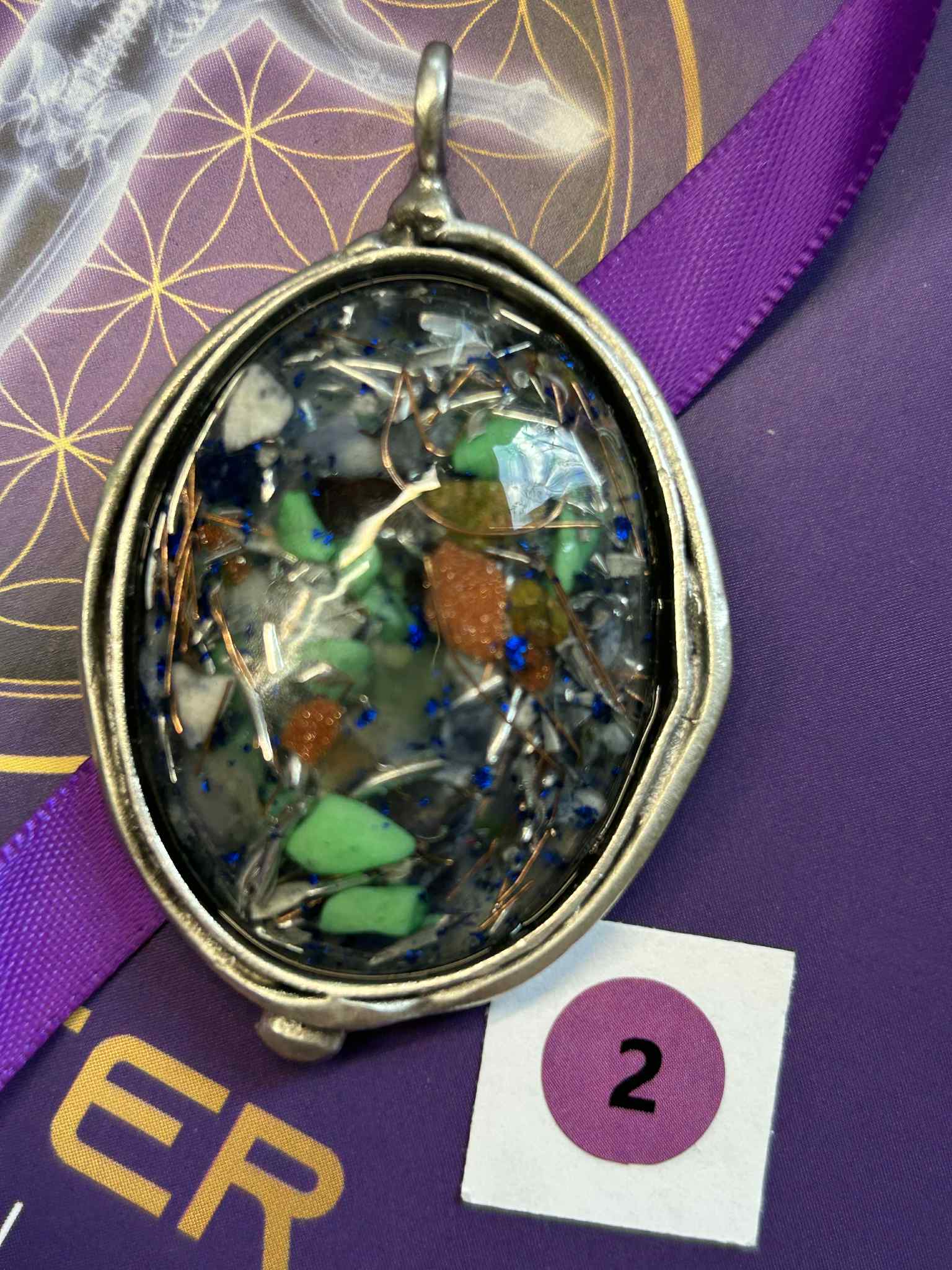 Antique Silver Plated Brass Pendant - 2