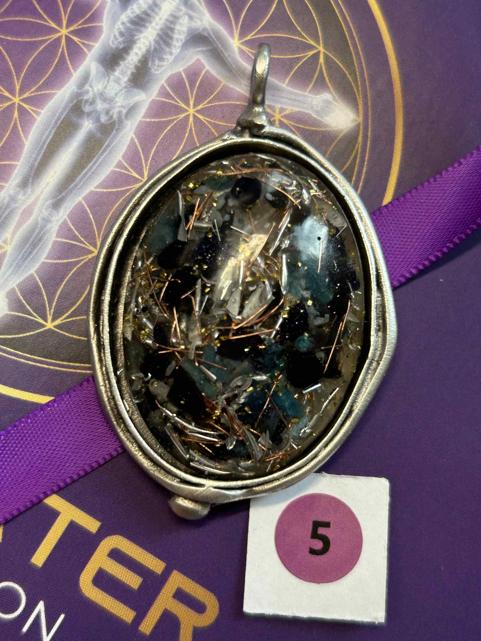 Antique Silver Plated Brass Pendant - 5