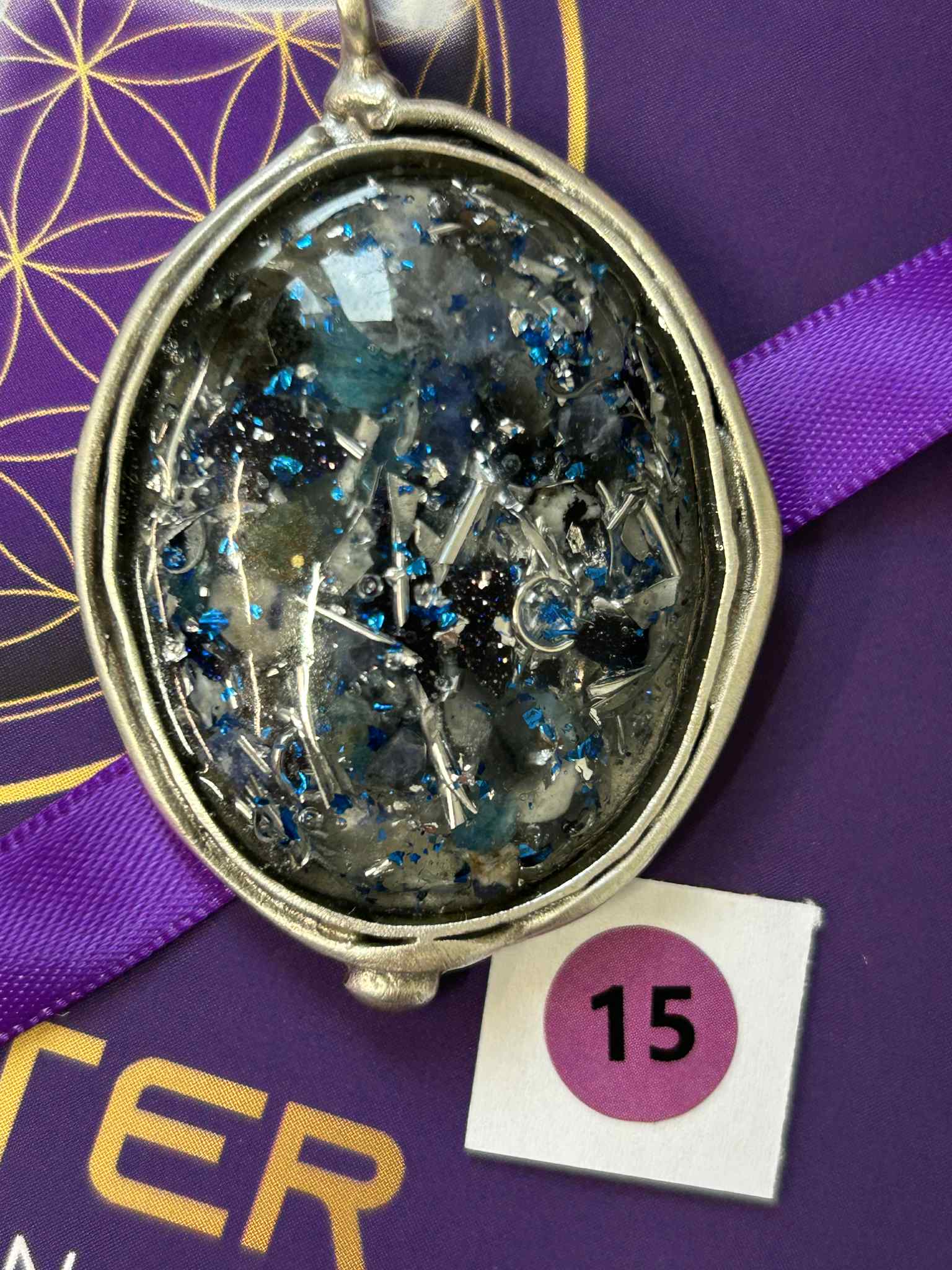 Antique Silver Plated Brass Pendant - 15