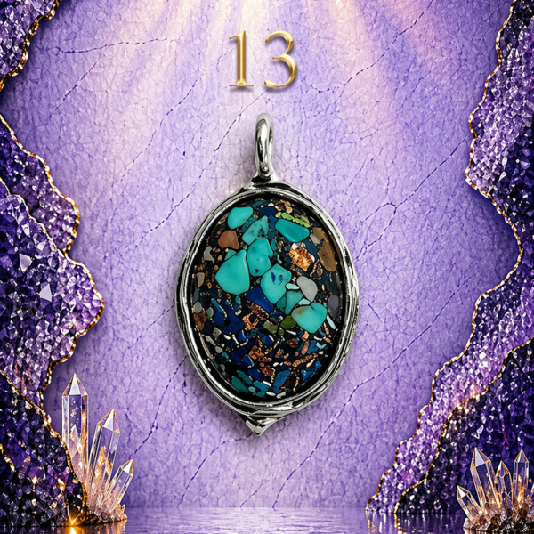 Antique Silver Plated Brass Pendant - 13