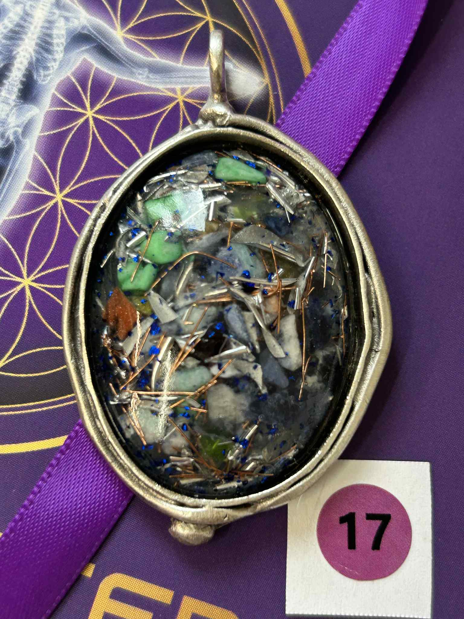 Antique Silver Plated Brass Pendant - 17