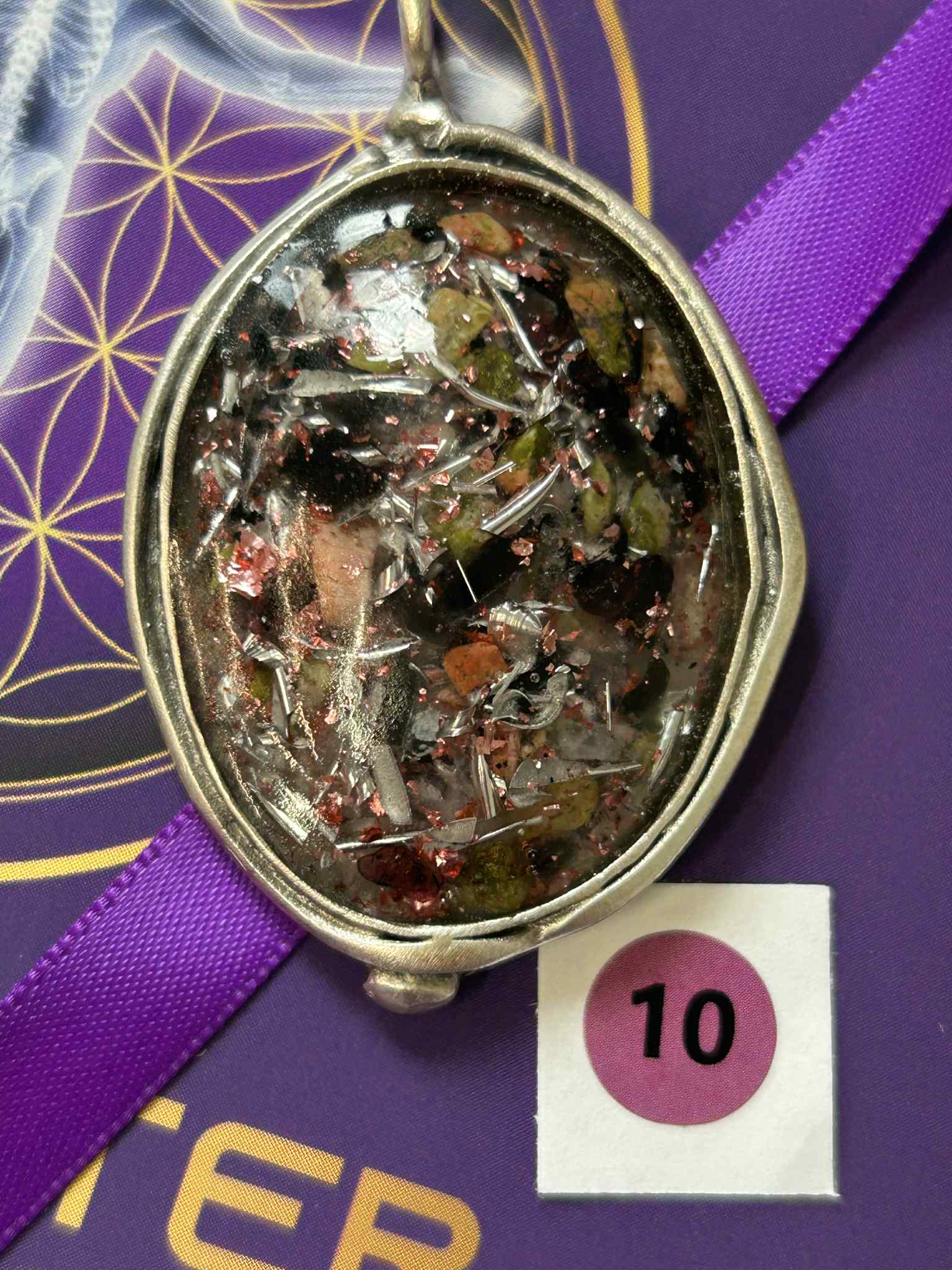 Antique Silver Plated Brass Pendant - 10