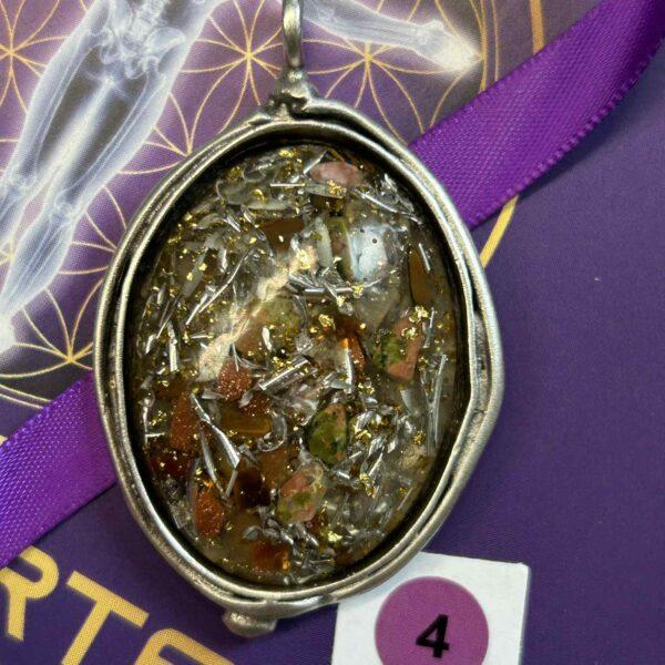 Antique Silver Plated Brass Pendant - 4