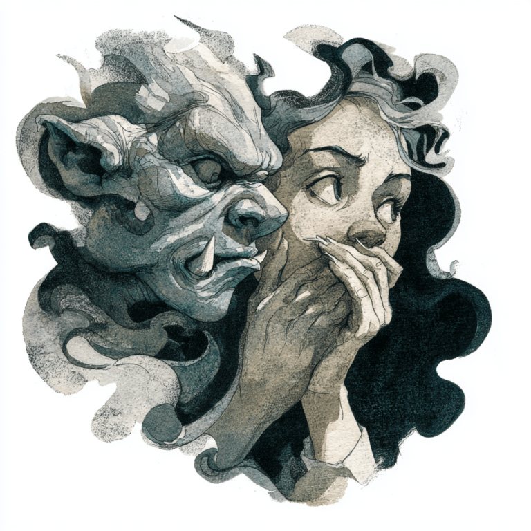 gargoyle spirit entity whispering into a persons ear
