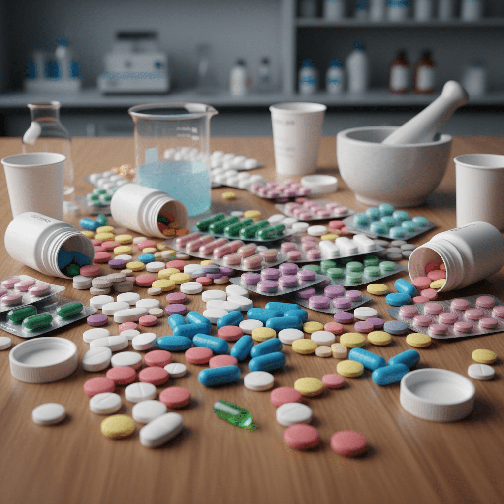 table-with-many-different-types-of-medical-pills-and-tablet