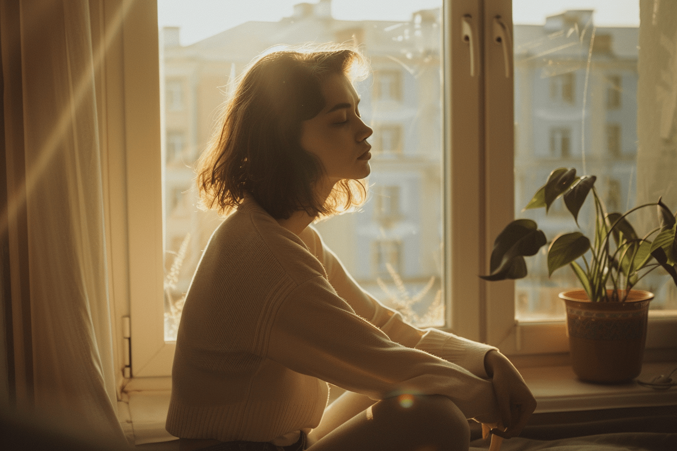 AI person sat quietly resting