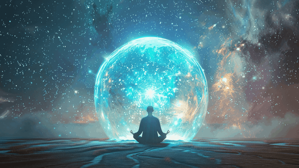 AI human_figure_meditating_inside_strong_glowing