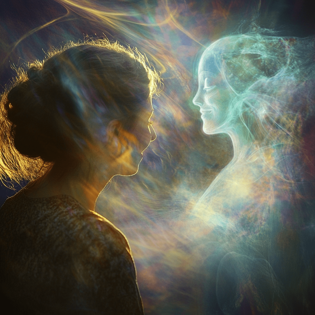 A woman listening to her spirit guide