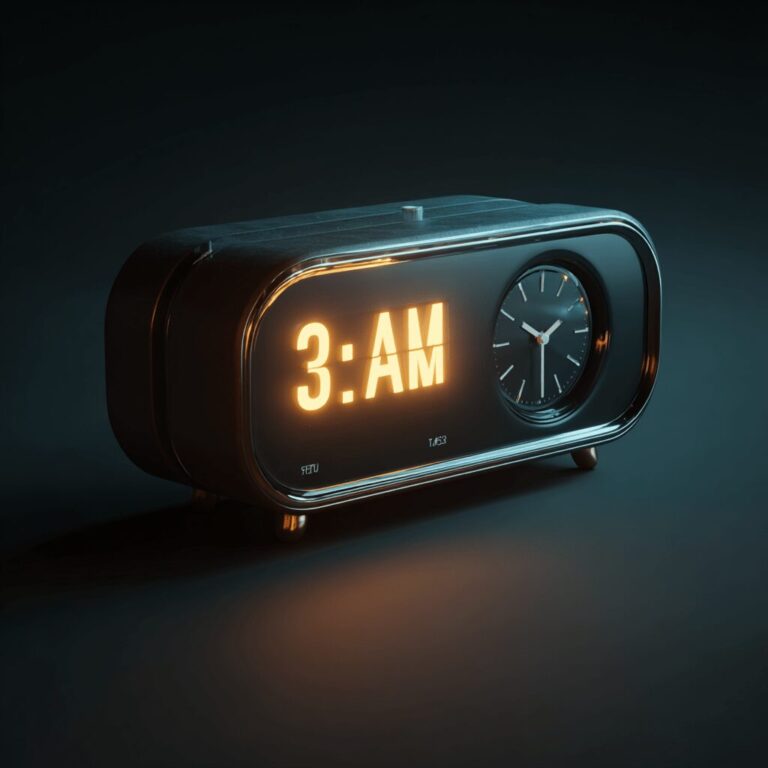 A bedside clock showing 3am
