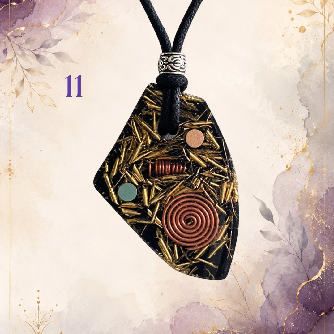 Small Sovereignty Shield Pendant 21, handmade orgonite by Andy Porter