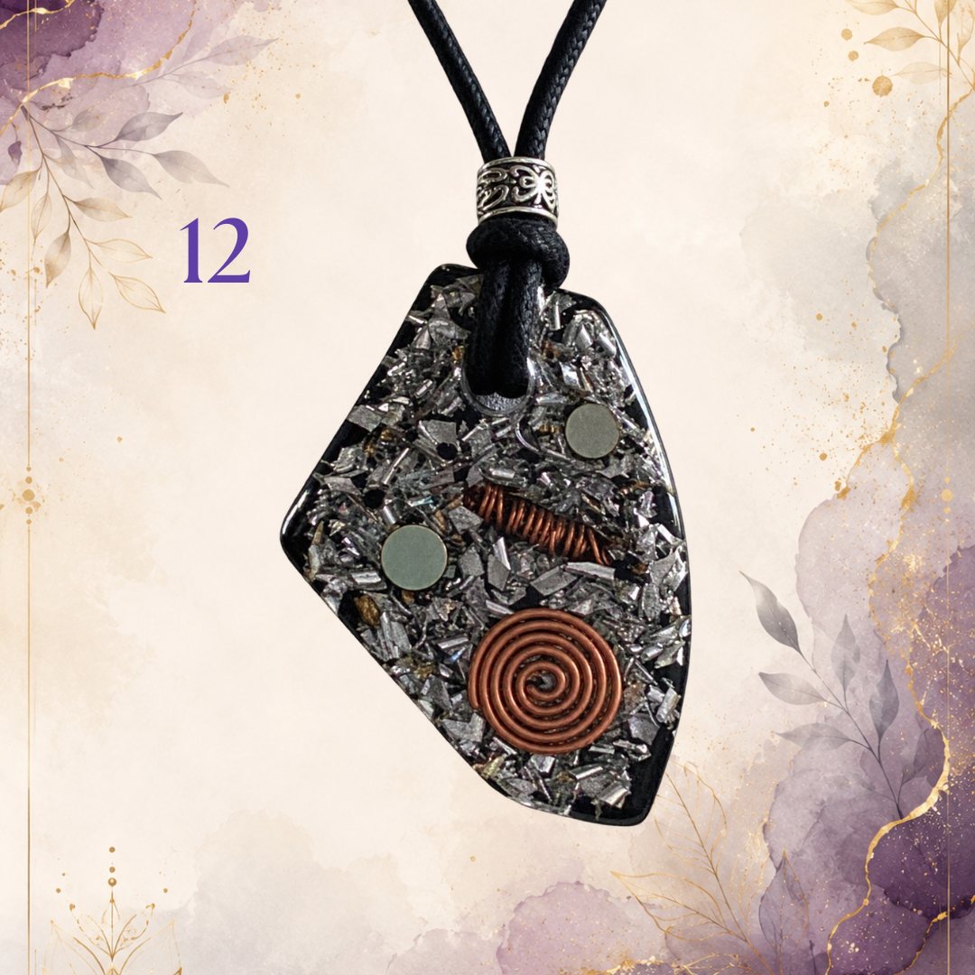 Small Sovereignty Shield Pendant 22, handmade orgonite by Andy Porter