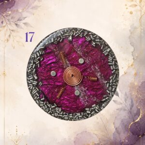 Wonky Wuns handmade orgonite protection plate, piece number 17, set with mixed crystal chips